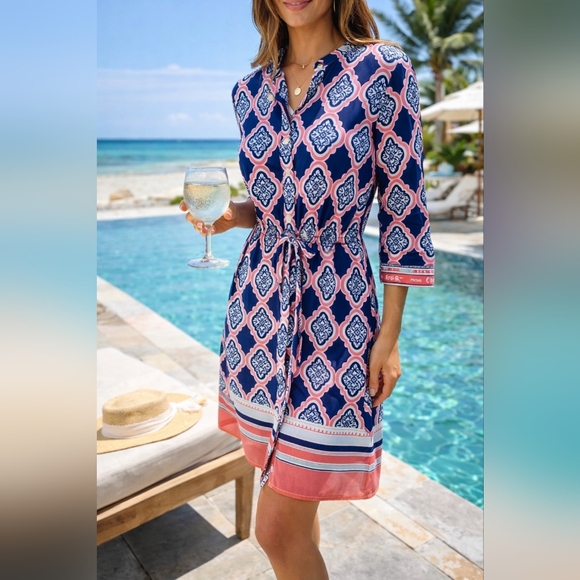 Cabana Life Dresses & Skirts - Cabana Life UPF 50+ Button Down Drawstring Cover Up Dress | Small | NWT